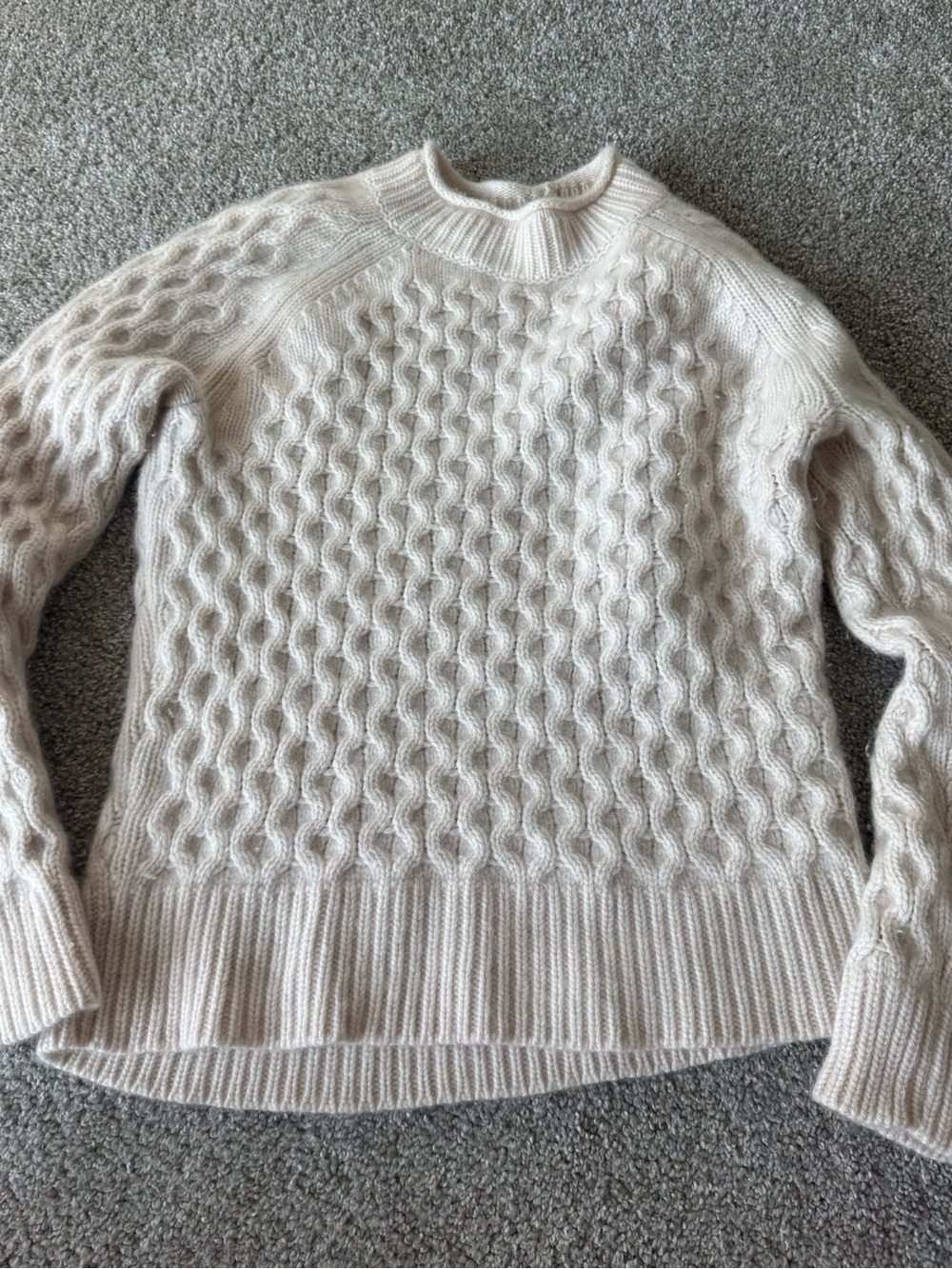 J. Crew Cream Cable-Knit Honeycomb cashmere rollneck sweater